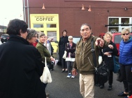 Tom LaBlanc begins the walking tour of Franklin Ave.